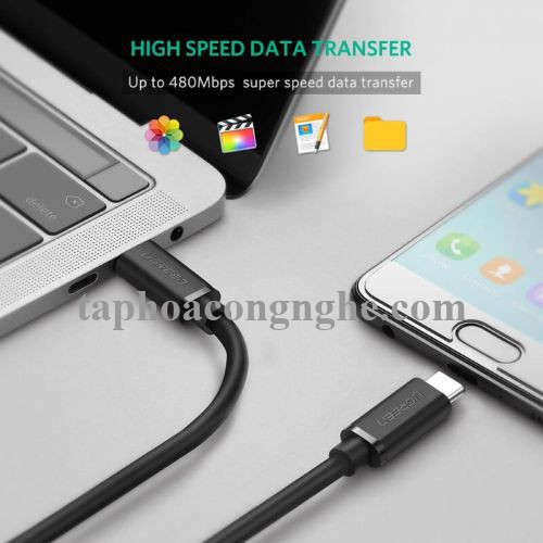 Ugreen 50996 0.5M màu đen Dây USB 2 đầu Type C US286 30050996